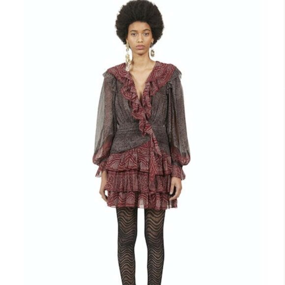 Ulla Johnson Sara Silk Dress Garnet 2 NWT $695 - Picture 3 of 9